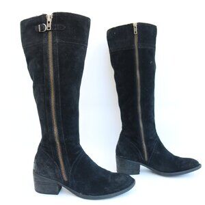 BORN Tall black suede boots size 8